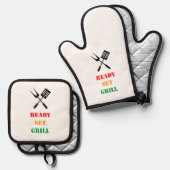 Ready, set, grill ofenhandschuh & Topflappen-Set (Vorderseite/Rückseite)