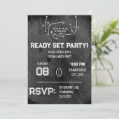 Ready Set Party Football Watch Party Invitation Einladung (Stehend Vorderseite)