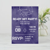 Ready Set Party Football Watch Party Invitation Einladung (Stehend Vorderseite)