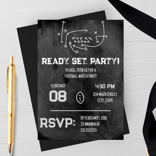 Ready Set Party Football Watch Party Invitation Einladung