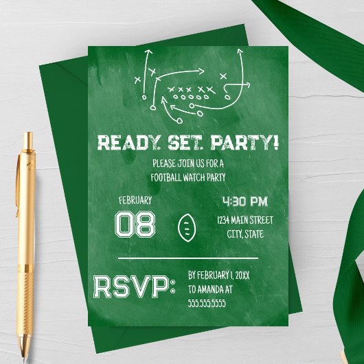 Ready Set Party Football Watch Party Invitation Einladung