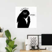 Ready Set Pray Philippians 4:6 Girl Praying SVG Poster (Heimbüro)