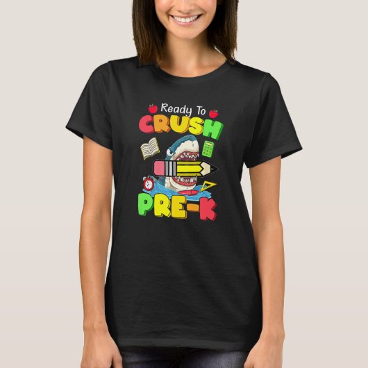 Ready To Crush Pre K Shark Back To School Boys Gir T-Shirt (Vorderseite)
