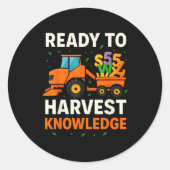 Ready To Harvest Knowledge Tractor Farmer Teacher  Runder Aufkleber (Vorderseite)