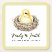 Ready To Hatch Yellow Spring Chick Baby Shower Rechteckiger Pappuntersetzer (Vorderseite)