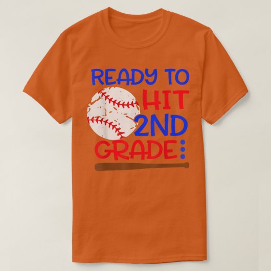 Ready To Hit 2nd grade Baseball Second Grade back T-Shirt (Design vorne)