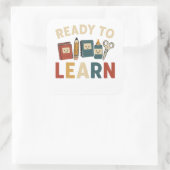 Ready to learn funny school memes quadratischer aufkleber (Tasche)