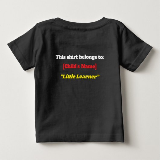 "Ready to Learn, Ready to Shine!" – Cute Kindergar Baby T-shirt (Rückseite)