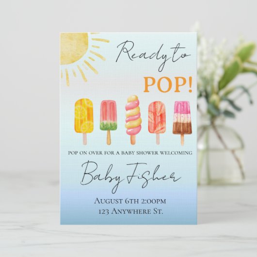 Ready to POP: baby shower invitation Einladung (Stehend Vorderseite)