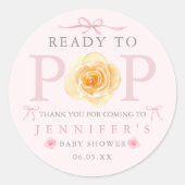 Ready to Pop Baby Shower Popcorn Bag  Runder Aufkleber (Vorderseite)