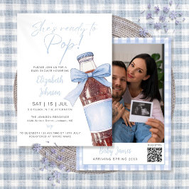 Ready To Pop Blue Soda Bottle Baby Shower Photo Einladung