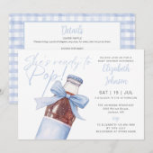 Ready To Pop Blue Soda Bottle QR Code Baby Shower Einladung (Vorne/Hinten)
