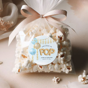 "Ready to Pop" Florale Baby-Shower-Ballons Runder Aufkleber