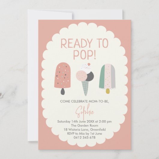 Ready to Pop Ice Cream Baby Shower Invitation Einladung (Vorderseite)