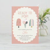 Ready to Pop Ice Cream Baby Shower Invitation Einladung (Stehend Vorderseite)