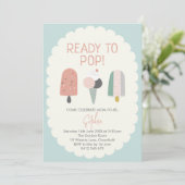 Ready to Pop Popsicle Baby Shower Invitation Mint Einladung (Stehend Vorderseite)