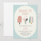 Ready to Pop Popsicle Baby Shower Invitation Mint Einladung (Vorne/Hinten)