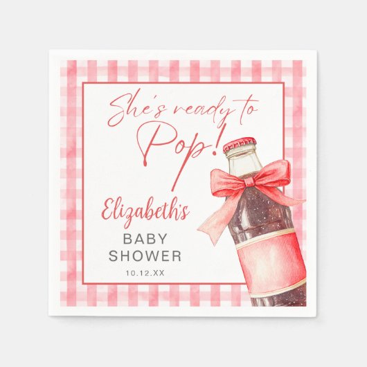 Ready To Pop Red Bow Soda Bottle Baby Shower Serviette (Vorderseite)