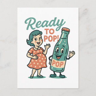 Ready to Pop Retro 1950s Maternity Baby Shower  Ankündigungspostkarte