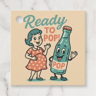 Ready to Pop Retro 1950s Maternity Baby Shower  Geschenkanhänger