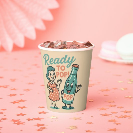 Ready to Pop Retro 1950s Maternity Baby Shower  Pappbecher (Insitu)