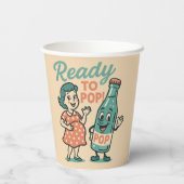 Ready to Pop Retro 1950s Maternity Baby Shower  Pappbecher (Rückseite)