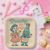 Ready to Pop Retro 1950s Maternity Baby Shower  Pappteller (Party)