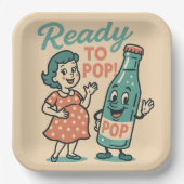 Ready to Pop Retro 1950s Maternity Baby Shower  Pappteller (Vorderseite)