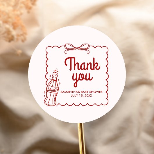 Ready to Pop Soda Baby Shower Runder Aufkleber