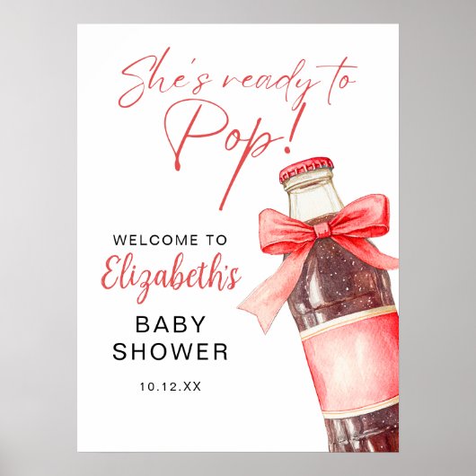 Ready To Pop Soda Bottle Baby Shower Welcome Sign Poster (Vorne)
