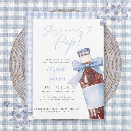 Ready To Pop Soda Bottle Blue Bow Baby Shower Einladung