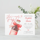 Ready To Pop Soda Bottle Bow QR Code Baby Shower Einladung (Stehend Vorderseite)