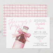 Ready To Pop Soda Bottle Pink Bow Baby Shower Einladung (Vorne/Hinten)