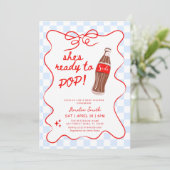 Ready to Pop Soda Boy Baby shower Einladung (Stehend Vorderseite)