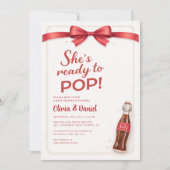 Ready to Pop Soda Red Bow Couples Baby Shower Einladung (Vorderseite)