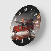 Ready to Roll in Vegas - Fire Truck   Round Clock Runde Wanduhr (Winkel)