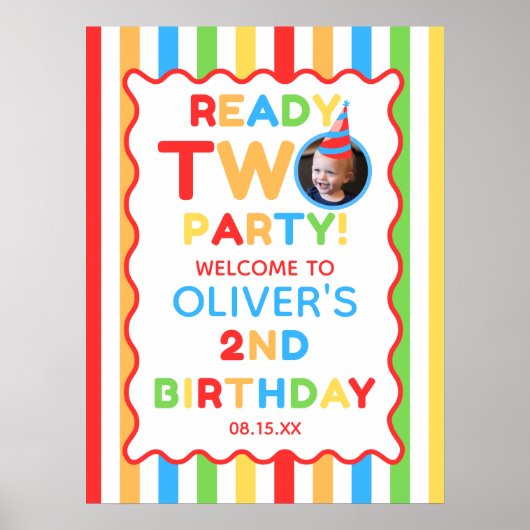 Ready Two Party 2. Geburtstag Foto Willkommensschi Poster (Vorne)