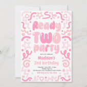 Ready Two Party Confetti Balloon 2nd Birthday  Einladung (Vorderseite)