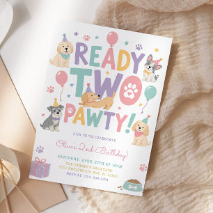 Ready Two Pawty Hundegeburtstagsfeier zum 2. Gebur Einladung
