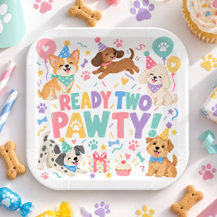 Ready Two Pawty Pastel Welpe 2. Geburtstagsfeier Pappteller