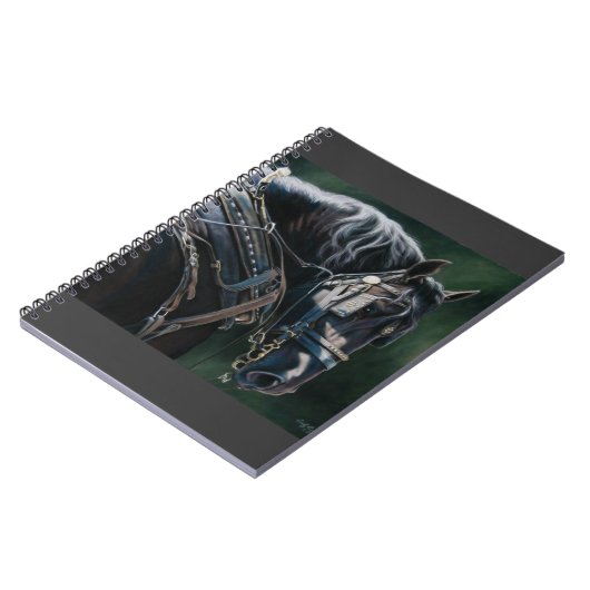 Ready & Willing Black Percheron Entwurf Pferd Notizblock (Linke Seite)