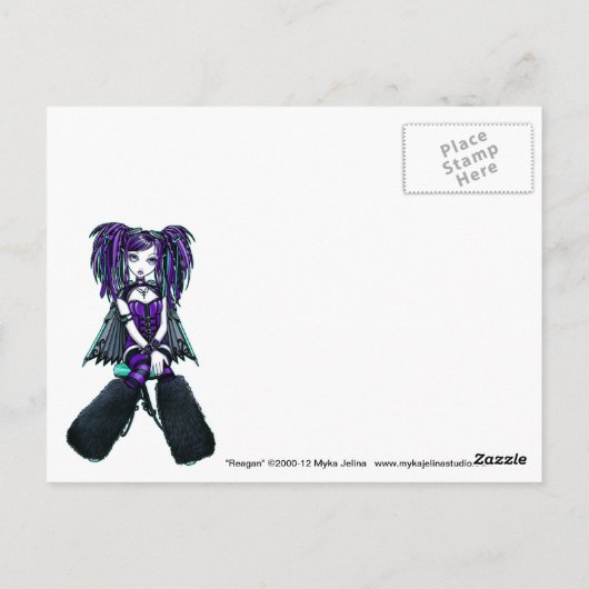 Reagan Cyber Goth Radioactive Fairy Art Postcard Postkarte (Rückseite)