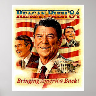 REAGAN FÜR PRÄSIDENT Vintage Kampagnenwerbung Poster