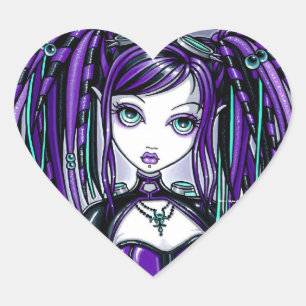 "Reagan" lila Cyber Goth Fee-Aufkleber Herz-Aufkleber