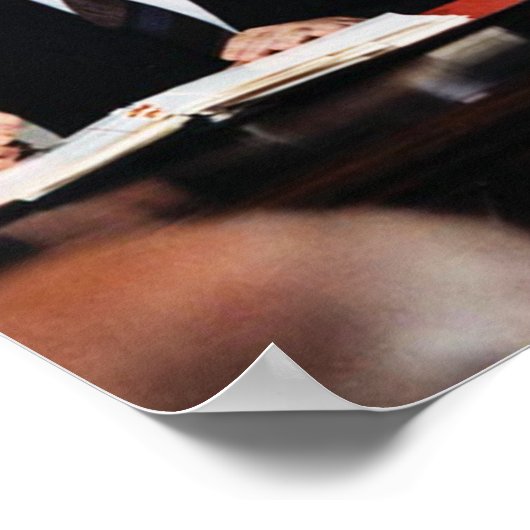 Reagan und Gorbatschow unterschreiben Poster (Ecke)