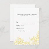 Reaktion auf Hochzeiten mit gelber und grauer Flor RSVP Karte (Vorne/Hinten)