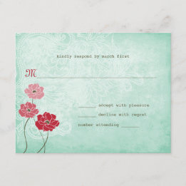 Reaktion auf Vintage Flora und Blätter RSVP Karte