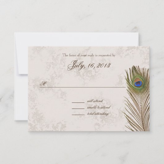 Reaktion der Pfauenfederung RSVP Karte (Vorderseite)
