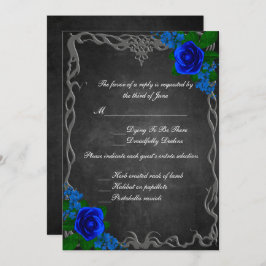 Reaktion des Royal Blue Rose Chalk Board Hochzeit Einladung