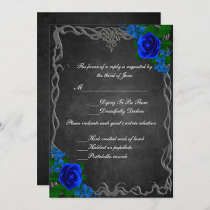 Reaktion des Royal Blue Rose Chalk Board Hochzeit  Einladung